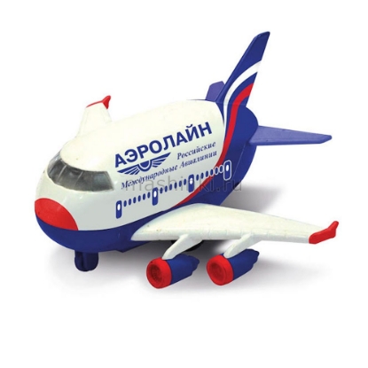 Изображение ТЕХНОПАРК Самолет АЭРОЛАЙН (свет, звук) металл. бело-синий