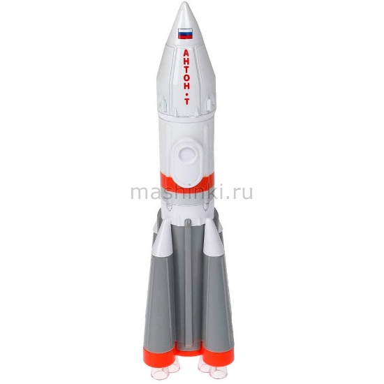 Изображение ТЕХНОПАРК Космос: ракета 18 см (свет, звук, люк) бело-серо-оранжевый