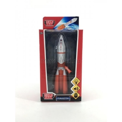 Изображение ТЕХНОПАРК Космос: ракета 18 см (свет, звук, люк) бело-серо-оранжевый