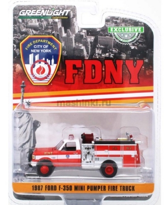 Изображение GREENLIGHT 1/64  FORD F-350 Mini Pumper пикап с пожарным оборудованием Fire Department City of New York (FDNY) 1991