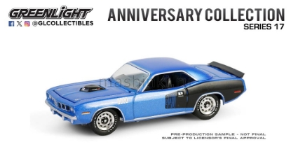 Изображение GREENLIGHT 1/64 PLYMOUTH Cuda 440 6bbl Shaker Cuda 60th Anniversary 1971 B5 blue
