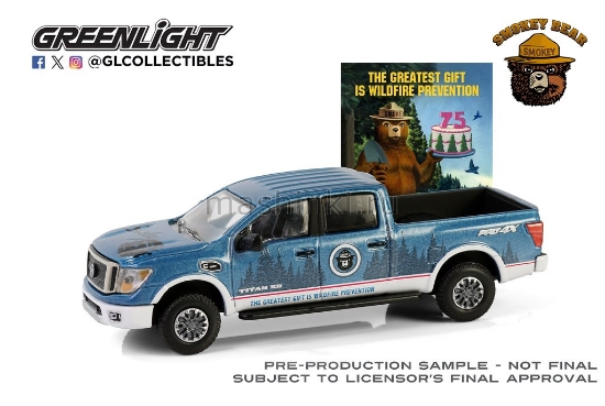 Изображение GREENLIGHT 1/64 NISSAN Titan XD Pro-4X пикап The Greatest Gift is Wildfire Prevention 2019 blue