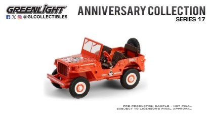 Изображение GREENLIGHT 1/64 WILLYS MB Jeep Smokey Bear 80th Anniversary 1944 orange