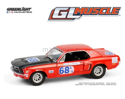 Изображение GREENLIGHT 1/64 FORD Mustang GT Coupe №68 Charlie Henry Race Car 1968
