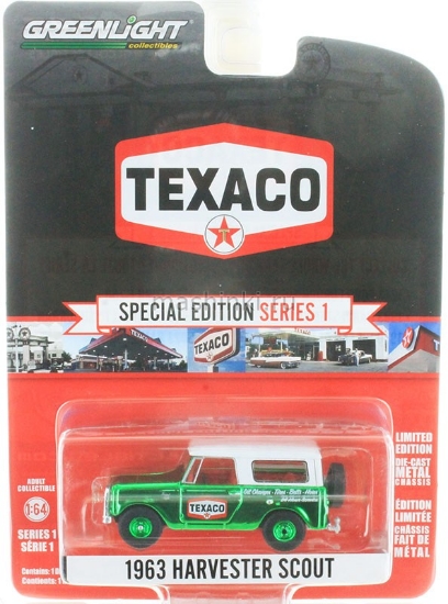 Изображение GREENLIGHT 1/64 HARVESTER Scout Texaco 24H Service 1963 black/white