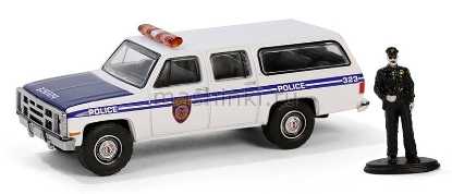 Изображение GREENLIGHT 1/64 GMC Suburban 2500 New York City Transit Police Department с фигуркой 1985