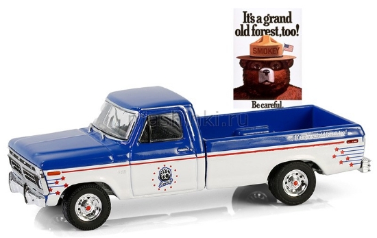 Изображение GREENLIGHT 1/64 FORD F-250 пикап It's a Grand Old Forest Too! 1976 blue/white
