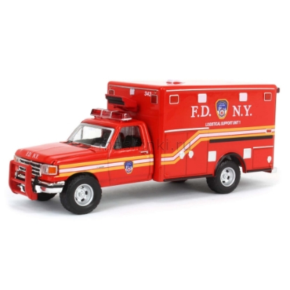 Изображение GREENLIGHT 1/64 FORD F-350 Ambulance Logistical Support Unit New York City Fire Department (FDNY) (пожарный) 1989