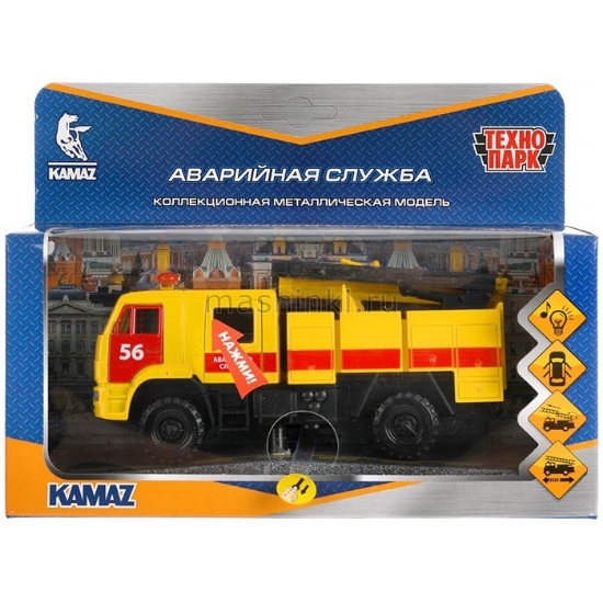Изображение ТЕХНОПАРК КАМАЗ-43502 Аварийная служба 15 см (свет, звук) желтый