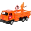 Изображение ТЕХНОПАРК КАМАЗ-65207 борт. 12 см оранж. + фигурка, знак