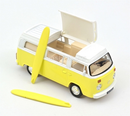 Изображение NOREV JET CAR 1/43 VW T2 Combi Camper Van доски для серфинга 1973 yellow