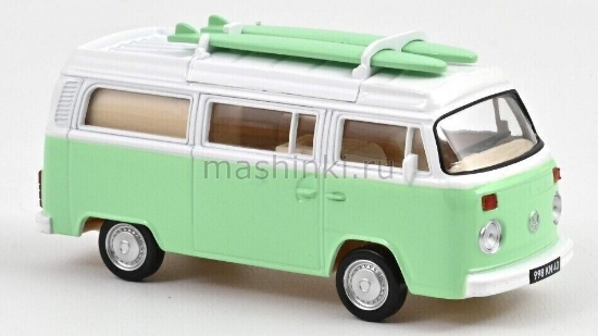 Изображение NOREV JET CAR 1/43 VW T2 Combi Camper Van с досками для серфинга 1973 green