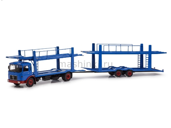 Изображение IXO 1/43 MAN 19.320 с прицепом-автовозом 1970 blue
