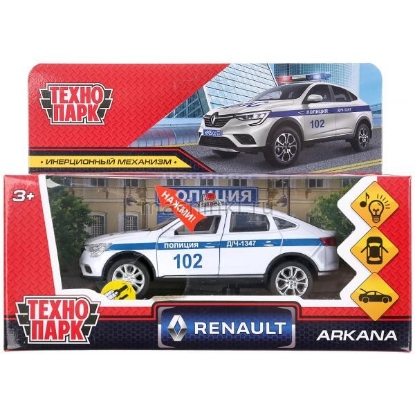 Изображение ТЕХНОПАРК RENAULT Arkana Полиция 12 см (свет, звук) белый