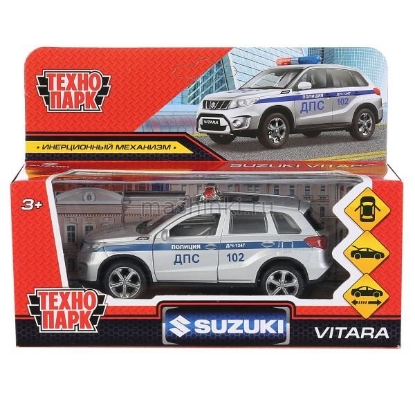 Изображение ТЕХНОПАРК SUZUKI Vitara Полиция 12 см серебристый