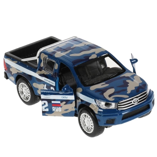 Изображение ТЕХНОПАРК TOYOTA Hilux пикап 12 см (свет, звук) RUS камуфляж синий