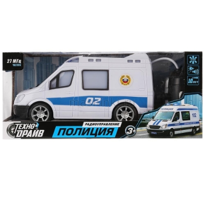 Изображение R/C ТЕХНОДРАЙВ Микроавтобус Полиция ДПС (свет, звук) р/у белый