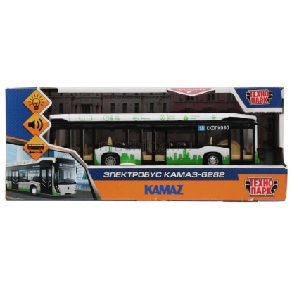 Изображение ТЕХНОПАРК Электробус КАМАЗ-6282 19,5 см (свет, звук) пластм. белый откр. коробка