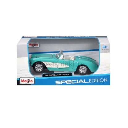 Изображение MAISTO 1/24 CHEVROLET Corvette Turquoise 1957 цвет blue/голубой