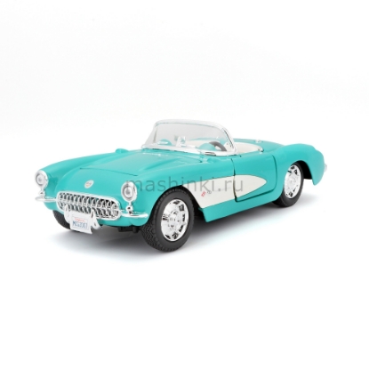 Изображение MAISTO 1/24 CHEVROLET Corvette Turquoise 1957 цвет blue/голубой