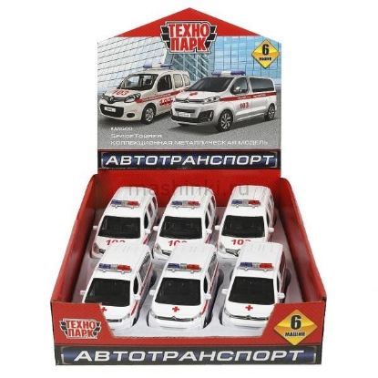 Изображение ТЕХНОПАРК RENAULT Kango+CITROEN Space Tourer Скорая помощь 12 см белый б/коробки