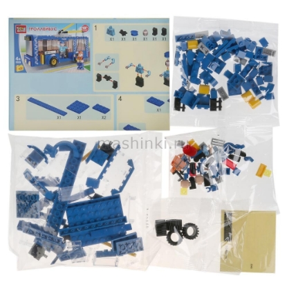 Изображение Конструктор ГОРОД МАСТЕРОВ Троллейбус с фигурками 168 деталей