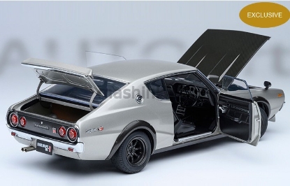 Изображение AUTOART 1/18 NISSAN Skyline 2000 GT-R (KPGC110) Tuned Version carbon black bonnet silver