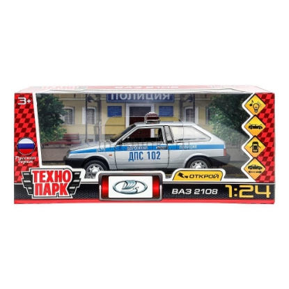 Изображение ТЕХНОПАРК 1/24 ВАЗ-2108 LADA Полиция 16,7 см (свет, звук) серый