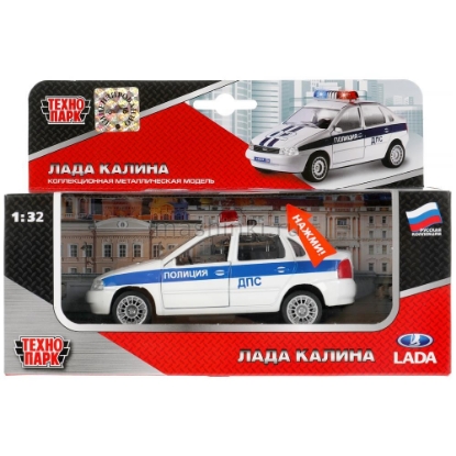 Изображение ТЕХНОПАРК 1/32 LADA Kalina Полиция ДПС 12,5 см (свет, звук) белый