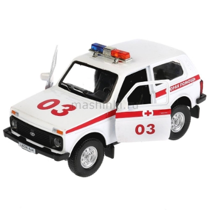 Изображение ТЕХНОПАРК LADA 4x4 (ВАЗ-2121 НИВА) Скорая помощь 12 см (свет, звук) белый