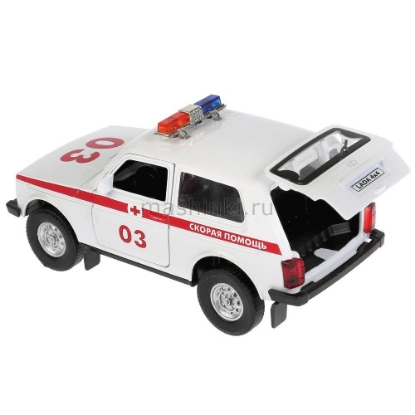 Изображение ТЕХНОПАРК LADA 4x4 (ВАЗ-2121 НИВА) Скорая помощь 12 см (свет, звук) белый