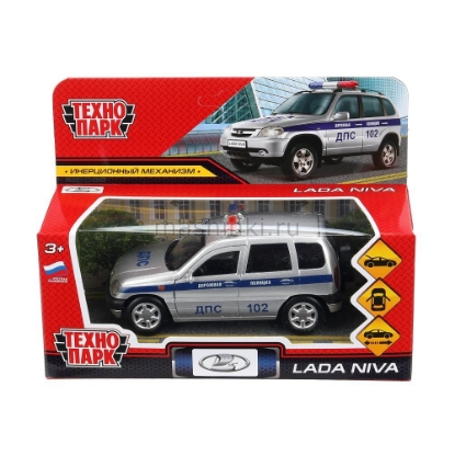 Изображение ТЕХНОПАРК LADA 4x4 (ВАЗ-2121 НИВА) Полиция 12 см серебристый
