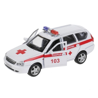 Изображение ТЕХНОПАРК LADA 2171 Priora универсал Скорая помощь 12 см белый