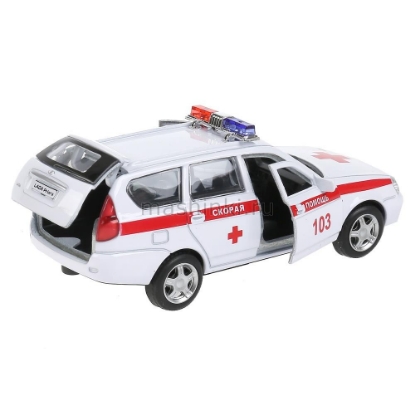 Изображение ТЕХНОПАРК LADA 2171 Priora универсал Скорая помощь 12 см белый