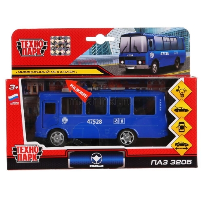 Изображение ТЕХНОПАРК Автобус ПАZ-3205 14 см (свет, звук) синий