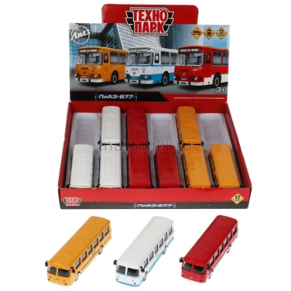 Изображение ТЕХНОПАРК Автобус Л#АЗ-677 15 см металл. в ассорт. б/коробки
