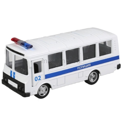 Изображение ТЕХНОПАРК Автобус ПАZ-3206 Полиция 11,5 см металл. белый
