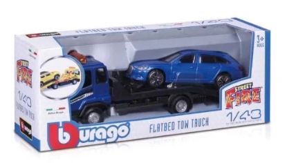 Изображение BBURAGO 1/43 Эвакуатор + машина STR Fire Flatbed Transport blue/синий