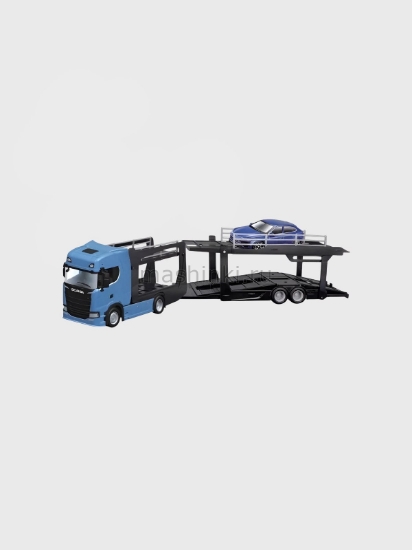 Изображение BBURAGO 1/43 Автовоз SCANIA S730 Highline Cab + машина STR FIRE Multicar синий