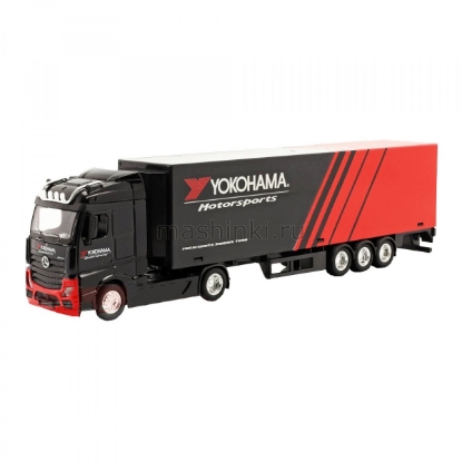 Изображение BBURAGO 1/43 MERCEDES-BENZ Actros Gigaspace STR FIRE Haulers + Trailer red-black/красный-черный