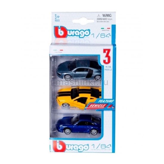 Изображение BBURAGO 1/64 Набор 3 шт машинки