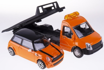 Изображение BBURAGO 1/43 Эвакуатор + машина STR Fire Flatbed Transport orange/оранжевый