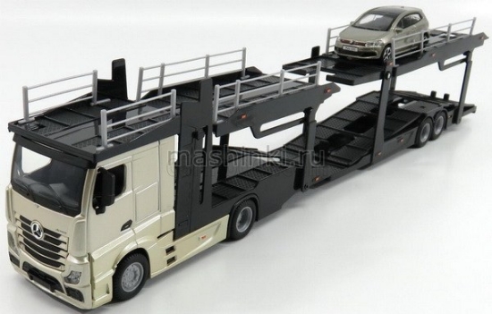 Изображение BBURAGO 1/43 STR. FIRE Multicar Carrier - MERCEDES-BENZ Actros Cab w/front trailer + VW Polo GTI Mark 5