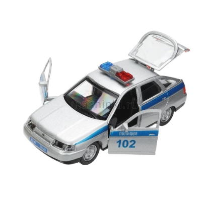 Изображение ТЕХНОПАРК ВАЗ-2112 LADA Полиция (свет, звук) 12 см серебристый