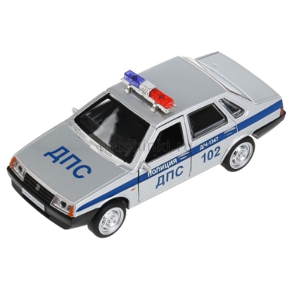 Изображение ТЕХНОПАРК ВАЗ-21099 LADA Спутник Полиция 12 см (свет, звук) серебристый