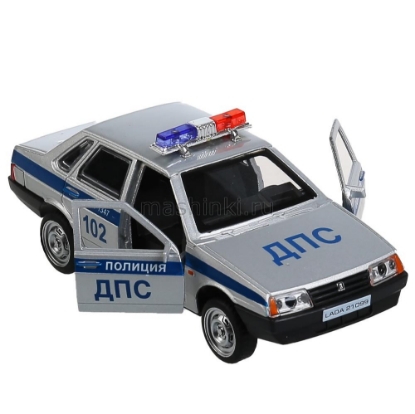 Изображение ТЕХНОПАРК ВАЗ-21099 LADA Спутник Полиция 12 см (свет, звук) серебристый