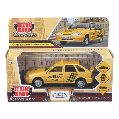 Изображение ТЕХНОПАРК ВАЗ-2114 LADA Samara такси 12 см желтый