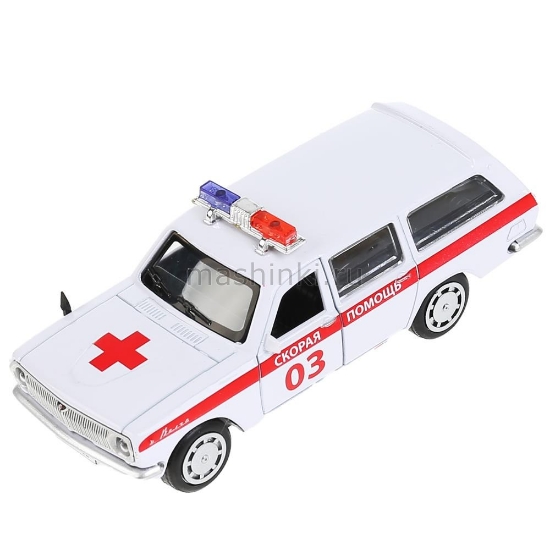 Изображение ТЕХНОПАРК ГАЗ-2402 ВОЛГА Скорая помощь 12 см белый