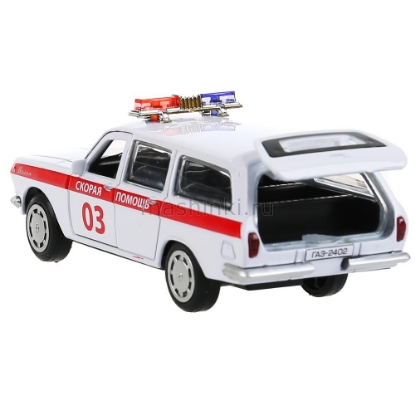 Изображение ТЕХНОПАРК ГАЗ-2402 ВОЛГА Скорая помощь 12 см белый