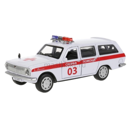 Изображение ТЕХНОПАРК ГАЗ-2402 ВОЛГА Скорая помощь 12 см (свет, звук) белый